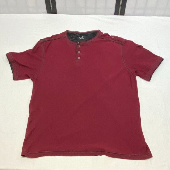 Modern Culture Burgundy Grey Marled 3 Button Short Tab Sleeve Henley Shirt 3XB - Picture 7 of 13